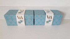 BNIB 4 x V&A Scallop Shells Fine Bone China Mugs - Boxed - Gold and Blue Design