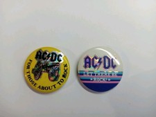 2  Vintage AC/DC Tin Badges