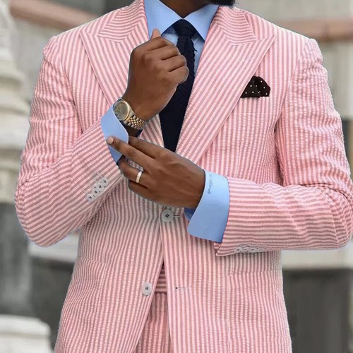 Pink striped seersucker - seersucker, men
