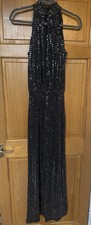 Sequin Jumpsuit Size 8 (fits Uk 8-10) Jessica Wright Evening Cruise Party Black