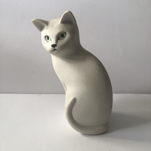 Standing white porcelain cat - standing,