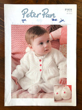 Peter Pan Wendy P1034 knitting pattern baby 4 ply jacket, bonnet, shoes & mitts