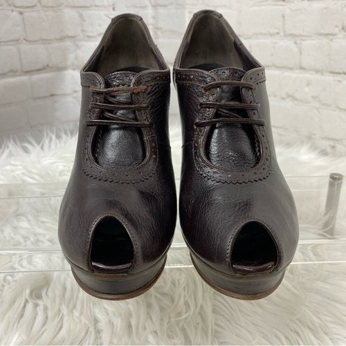 Fendi dark brown leather peep - brown,