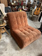 Vintage Orange Tufted Lounge Chair Armless