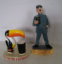 PAIR VINTAGE DESIGN GUINNESS TOUCAN & ZOOKEEPER WITH STOUT GLASS DISPLAY BAR PUB
