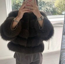 Brown fur coat - size XS -