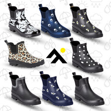 Ladies Chelsea Ankle Boots Wellies Wide Calf Twin Gusset Rubber Gardening