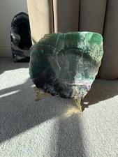 Large Fluorite Crystal Slab/slice With Stand