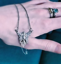 Antique(?)Vintage Fairy Necklace. Unknown White Metal. Art Nouveau Style.