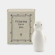 Porcelain matchbox penguin - porcelain,