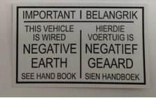 South Africa Ford Escort Granada Capri Cortina negative earth decal