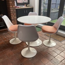 Mid century tulip style table and swivel chair set