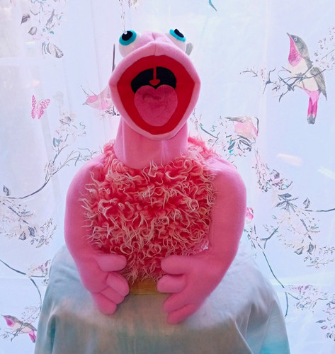 Pink monster hand puppet - monster, with