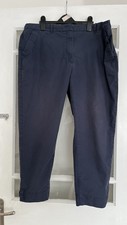 M & S Collection Navy Cotton Cropped Trousers Ladies Size 18 (331)