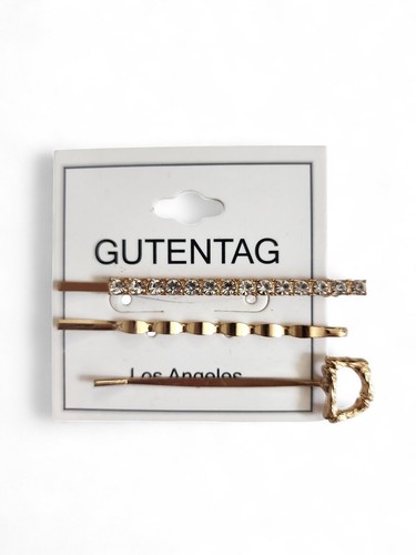 Hair pin set three gold - hair,