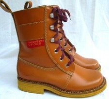 VTG 1970..HIPPIE..GOLDEN BROWN..LEATHER..LACE UP..ANKLE..BOOTS..NEW OLD STOCK..9