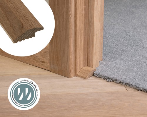 Solid oak ramp carpet door - oak,