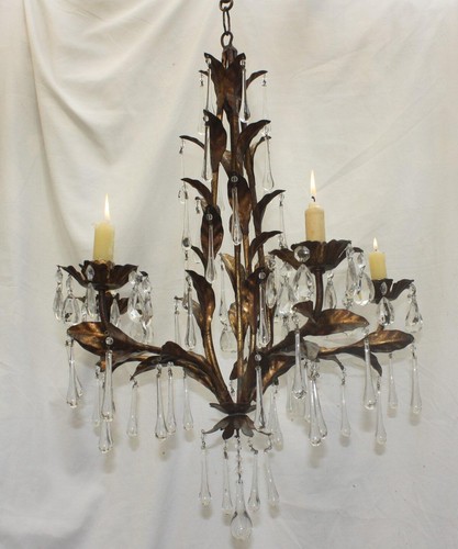 Vintage toleware chandelier - toleware,