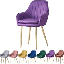 1/2/4 Dining Chair Velvet Padded Seat Armchair w/ Backrest Kitchen Lounge Cafe..