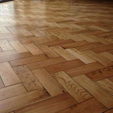 Traditional Reclaimed English Oak Parquet Flooring - Bespoke Bitumen Removed