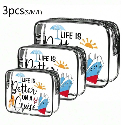 3pc transparent travel bag - 3pc, set