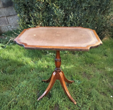 Antique reproduction mahogany leather top tilt top side lamp table