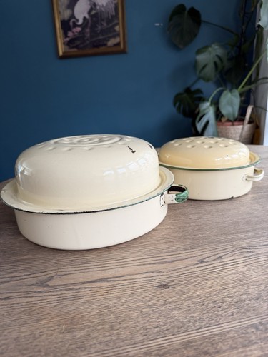 Pair vintage french enamel - pair,