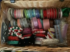 job lot, ribbon, ric rac, lace, various lengths, 70 in total, new & used rolls