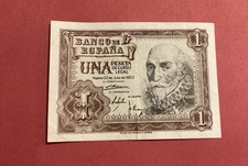 Una Peseta  Espana Banknote Prefix F2420762 (1957)
