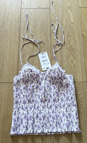 Zara white floral shirred - zara,