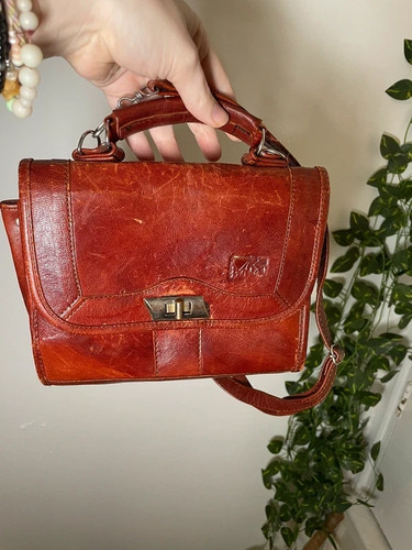 Vintage red leather satchel - vintage,