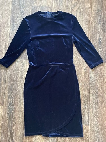 Topshop navy round neck - neck, velvet