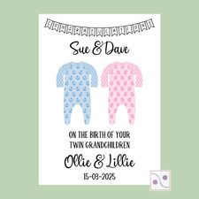 PERSONALISED NEW BABY TWINS