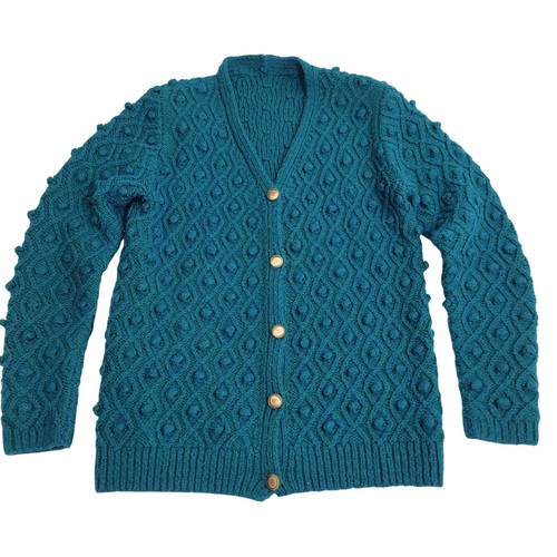 Handknit teal bobble knit - teal,