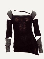 PSYLO Refab Gila Green Black Top Size 1 Small 8 Alt Steampunk Cyber Rave Boho