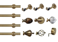 Elegant 28mm Antique Brass Metal Curtain Pole Set with Eyelet Rings, IDC Bracket