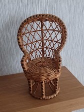 Vintage Peacock Chair Wicker Rattan Miniature Doll/Teddy 22cm  tall