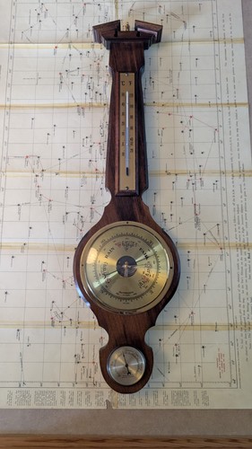 Vintage wooden barometer - wooden,