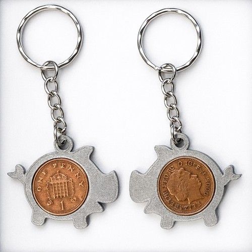 One penny coin keychain - one,