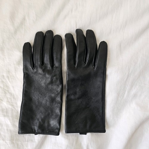 Black leather gloves - black,