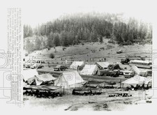 1973 Press Photo Tents, trucks