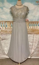Evening Dress 14 Grey Beaded Ballgown Gatsby Jenny Packham Floaty Chiffon Maxi