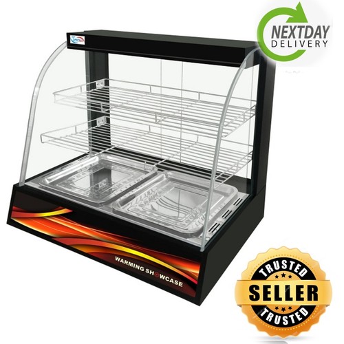 Heated black hot pie counter - hot,