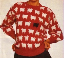 LS046 KNITTING PATTERN LADIES GIRLS SHEEP SWEATER SIMILAR WORN PRINCESS DIANA 