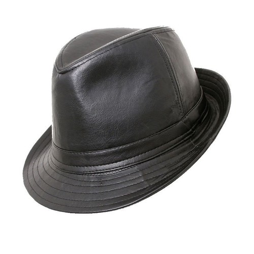 Black faux leather - trilby, pvc