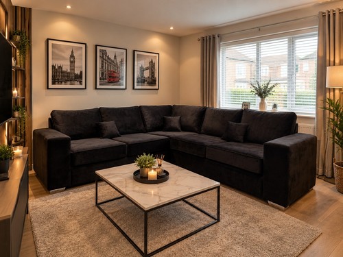 Black seater corner sofa - seater,