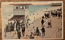 Postcard Boardwalk Coast Guard Lookout Ocean City Maryland MD Unposted 1930s/40s
