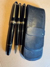 Montblanc Fountain Pen, Ball Point Pen, Propelling Pencil and Leather Case