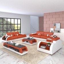 Modern Faux Leather Sofa Set