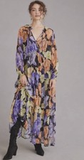 NWT Anthropologie The Marais Chiffon Printed Maxi Dress Size XL